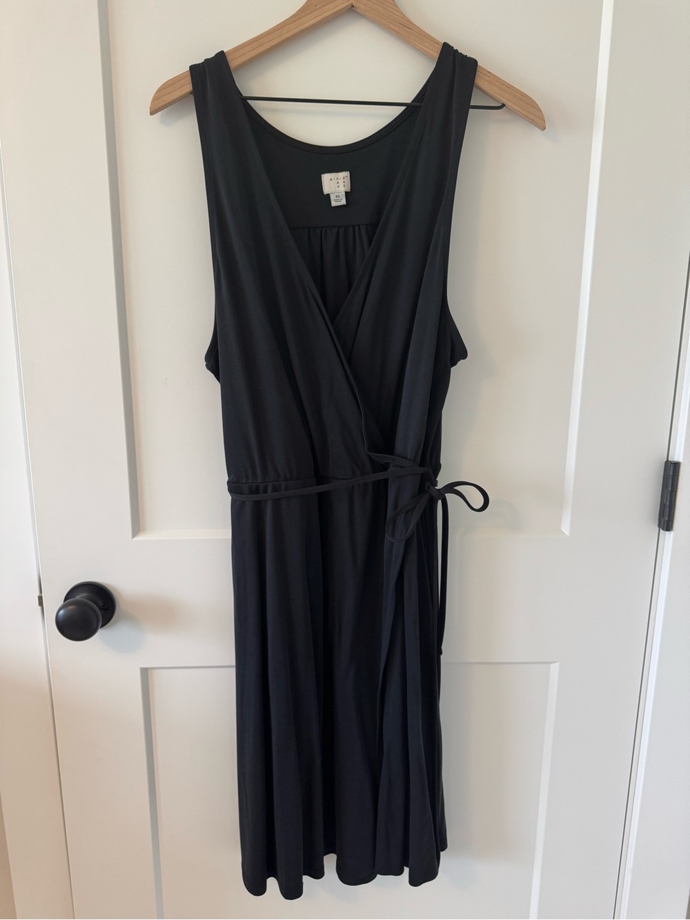 a new day Black Sleeveless Wrap Midi Dress, Size XL